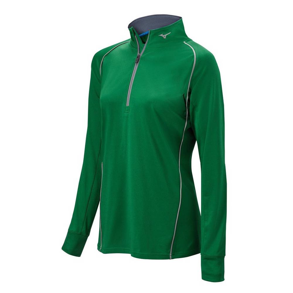 Mizuno Comp 1/2 Cipzáros Long Sleeve Női Pulóver Zöld MFK690183